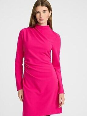 Mock Neck Long Sleeve Draped Mini Dress